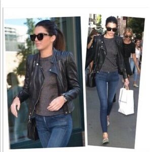 Zara quilted leather moto jacket